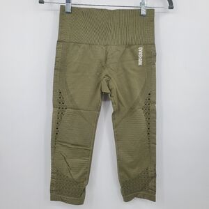 ◇◇ Gymshark Capri Seamless Compression Leggings Olive Green Size Small